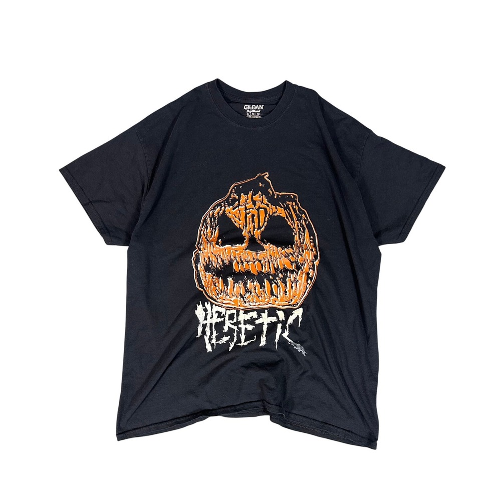 Mens Black Graphic T Shirt Halloween‎ Pumpkin Heretic FID XL